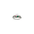 Sterling Silver Antiqued w/14k 2-stone w/Diamond Mother's Ring