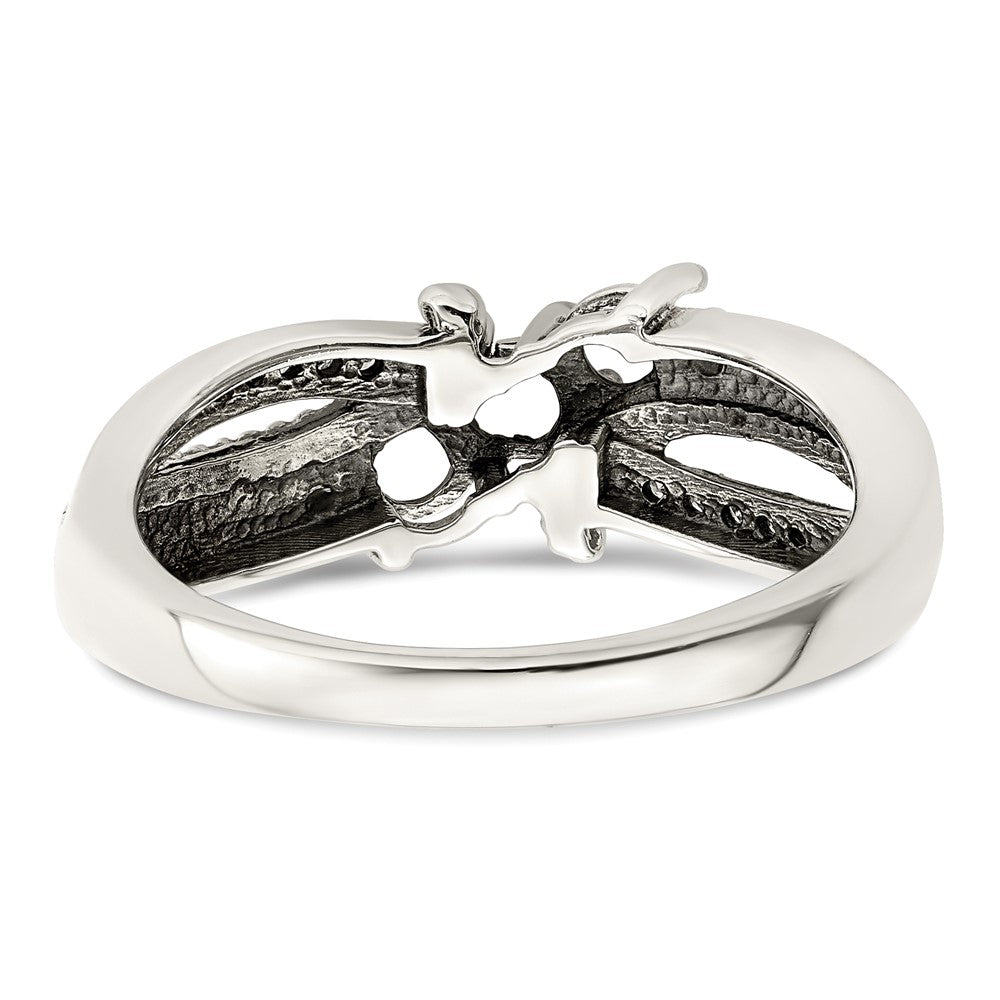 Sterling Silver Antiqued w/14k 3-stone w/Diamond Mother's Ring Semi-Mount