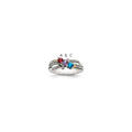 Sterling Silver Antiqued w/14k 3-stone w/Diamond Mother's Ring