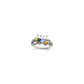 Sterling Silver Antiqued w/14k 4-stone w/Diamond Mother's Ring Semi-Mount