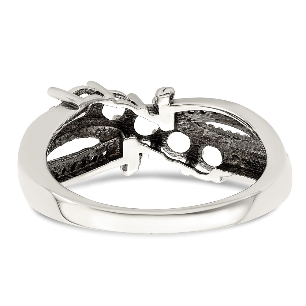 Sterling Silver Antiqued w/14k 5-stone w/Diamond Mother's Ring