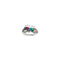 Sterling Silver Antiqued w/14k 5-stone w/Diamond Mother's Ring
