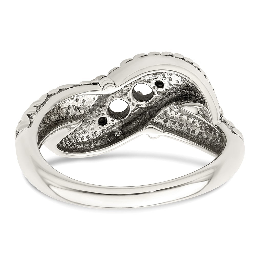 Sterling Silver Antiqued w/14k 2-stone w/Diamond Mother's Ring
