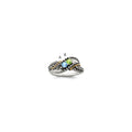 Sterling Silver Antiqued w/14k 2-stone w/Diamond Mother's Ring Semi-Mount