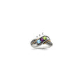 Sterling Silver Antiqued w/14k 3-stone w/Diamond Mother's Ring