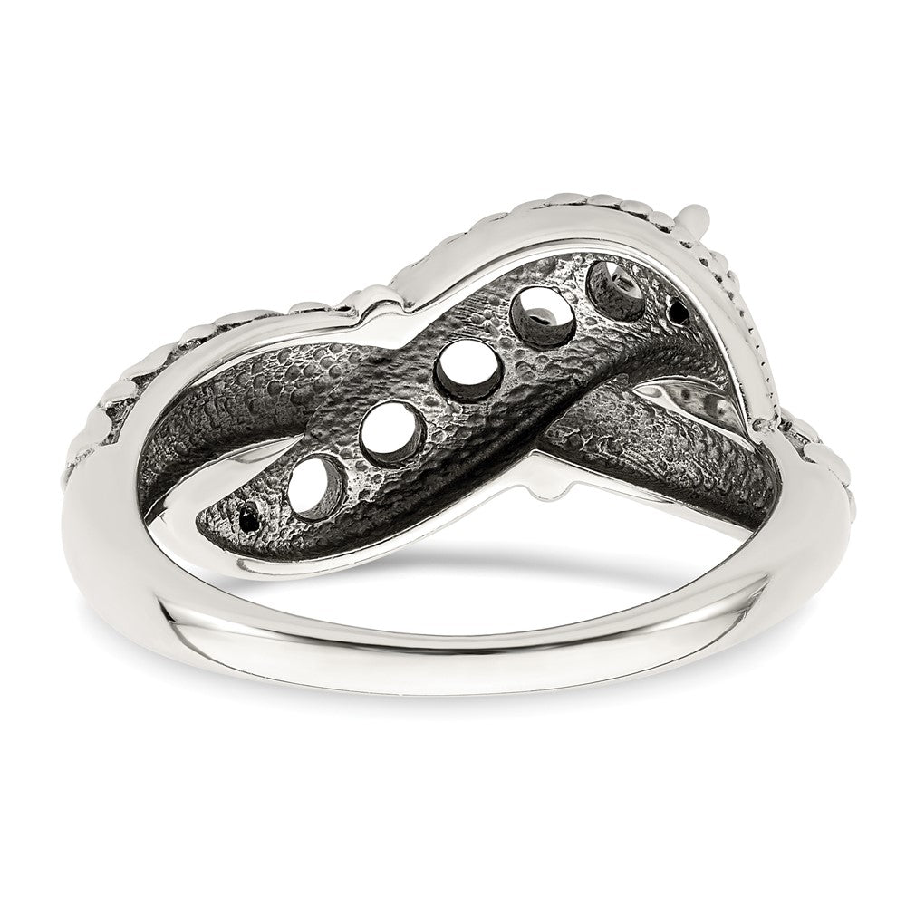 Sterling Silver Antiqued w/14k 5-stone w/Diamond Mother's Ring