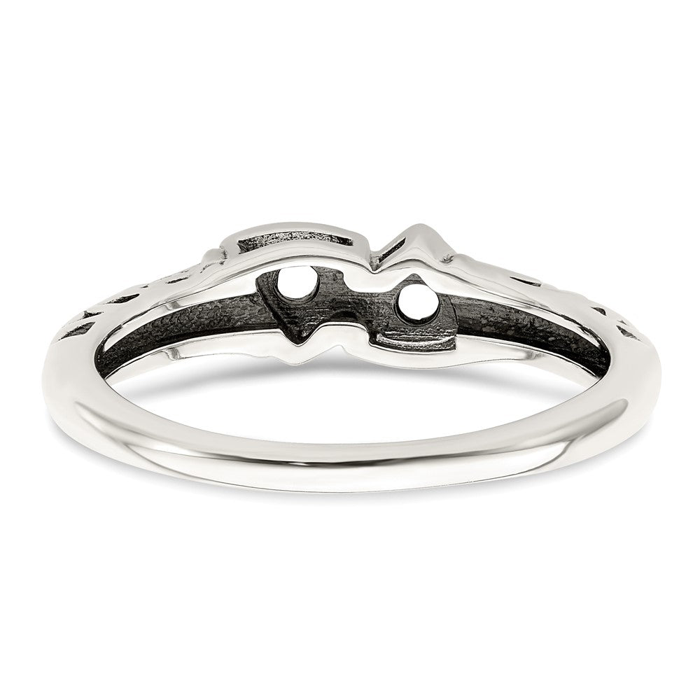 Sterling Silver Antiqued w/14k 2-stone Mother's Ring