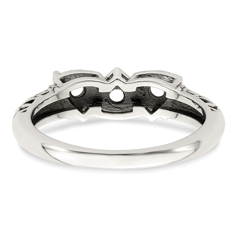 Sterling Silver Antiqued w/14k 3-stone Mother's Ring