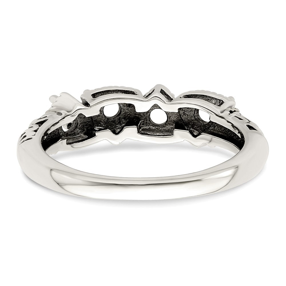 Sterling Silver Antiqued w/14k 4-stone Mother's Ring