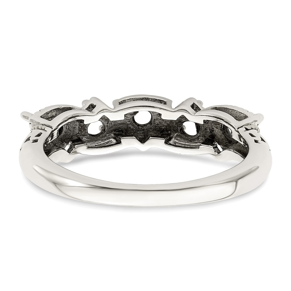 Sterling Silver Antiqued w/14k 5-stone Mother's Ring