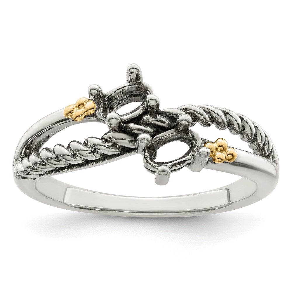 Sterling Silver Antiqued w/14k 2-stone Mother's Ring
