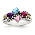 Sterling Silver Antiqued w/14k 4-stone Mother's Ring Mounting