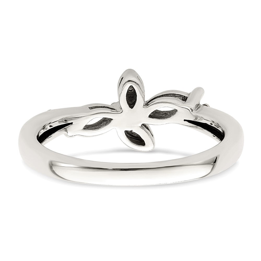 Sterling Silver Antiqued w/14k 2-stone w/Diamond Mother's Ring