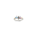 Sterling Silver Antiqued w/14k 2-stone w/Diamond Mother's Ring Semi-Mount