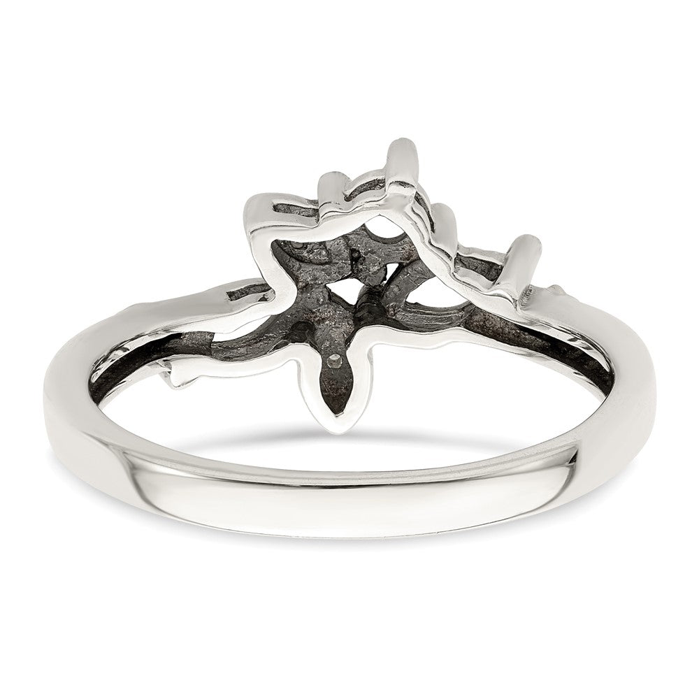 Sterling Silver Antiqued w/14k 3-stone w/Diamond Mother's Ring