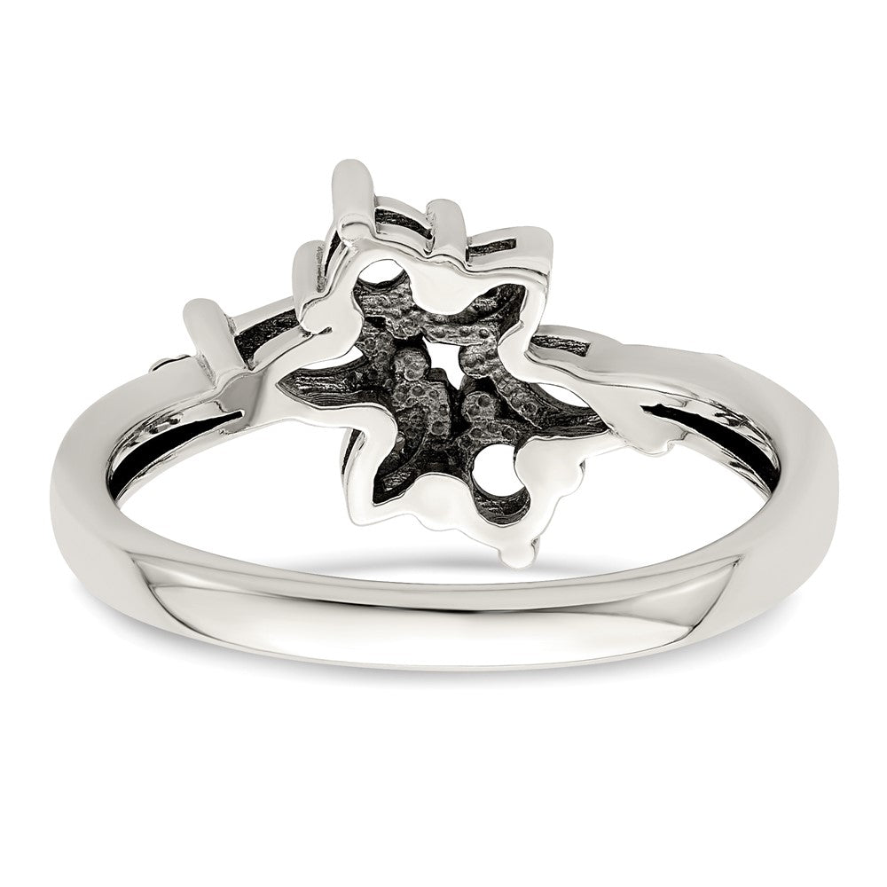 Sterling Silver Antiqued w/14k 4-stone w/Diamond Mother's Ring Semi-Mount