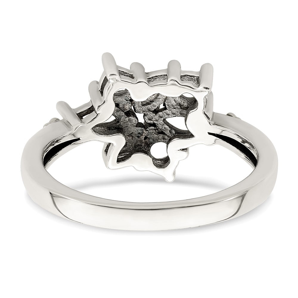 Sterling Silver Antiqued w/14k 5-stone w/Diamond Mother's Ring