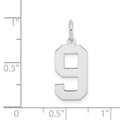 Sterling Silver/Rhodium-plated Polished Number 9 Charm
