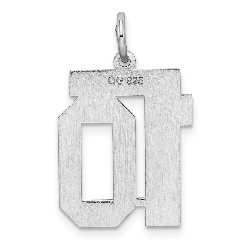 Sterling Silver/Rhodium-plated Polished Number 10 Charm