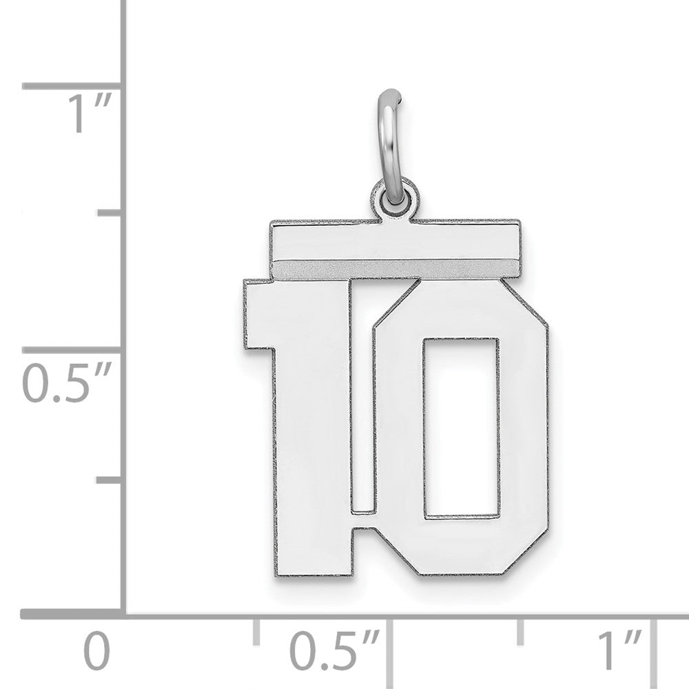 Sterling Silver/Rhodium-plated Polished Number 10 Charm