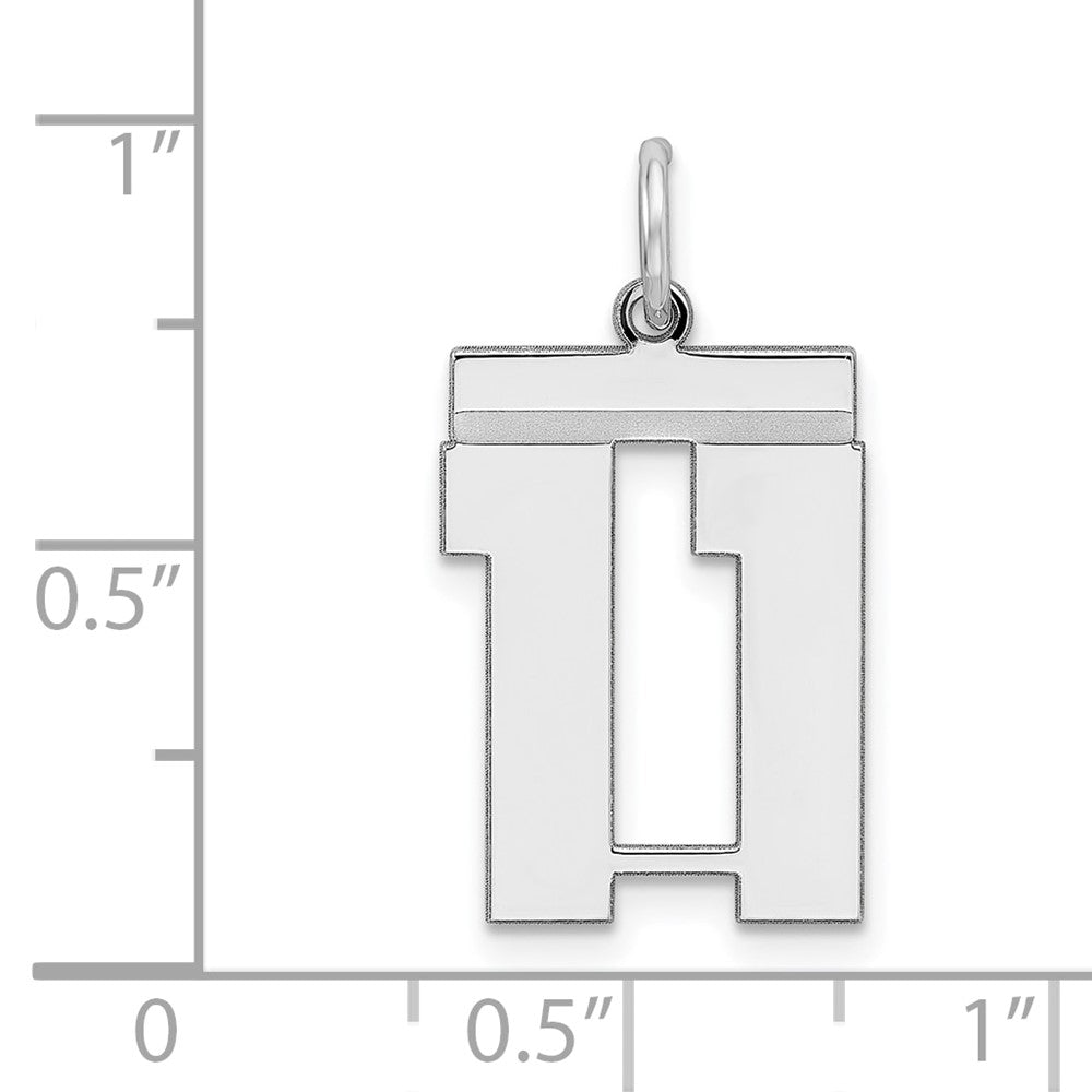 Sterling Silver/Rhodium-plated Polished Number 11 Charm