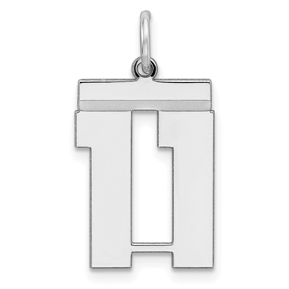 Sterling Silver/Rhodium-plated Polished Number 11 Charm