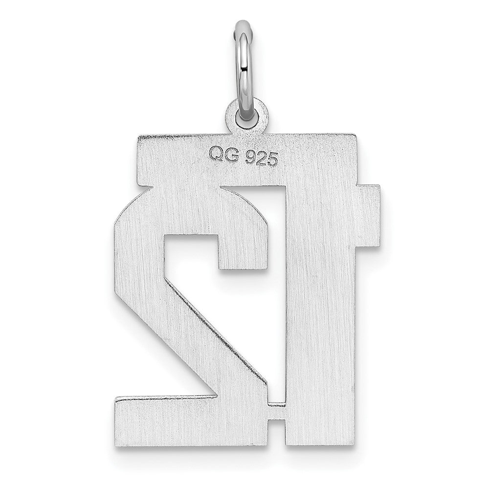 Sterling Silver/Rhodium-plated Polished Number 12 Charm