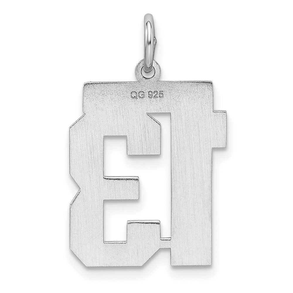 Sterling Silver/Rhodium-plated Polished Number 13 Charm