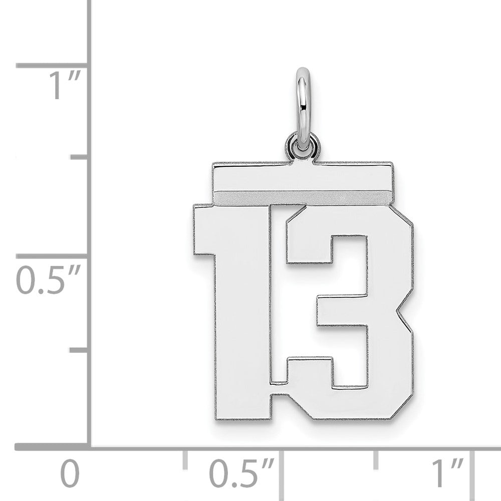 Sterling Silver/Rhodium-plated Polished Number 13 Charm