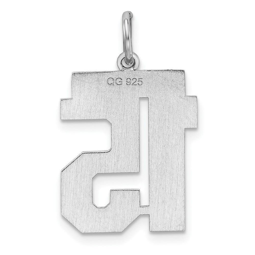 Sterling Silver/Rhodium-plated Polished Number 15 Charm
