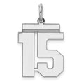 Sterling Silver/Rhodium-plated Polished Number 15 Charm