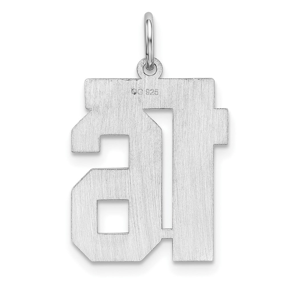 Sterling Silver/Rhodium-plated Polished Number 16 Charm