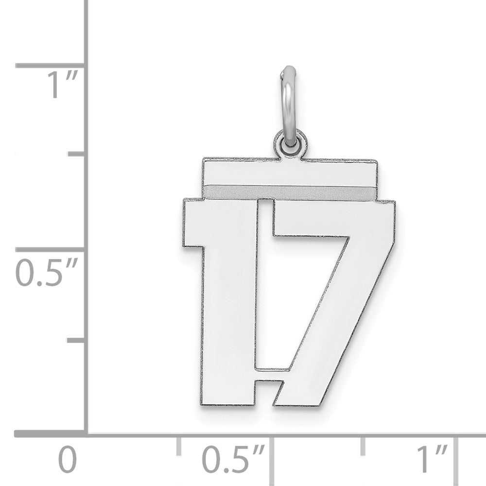 Sterling Silver/Rhodium-plated Polished Number 17 Charm