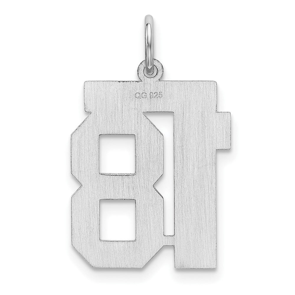 Sterling Silver/Rhodium-plated Polished Number 18 Charm