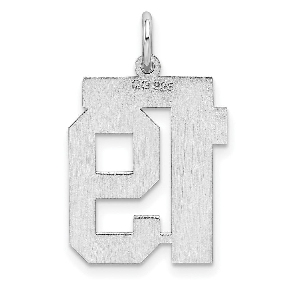 Sterling Silver/Rhodium-plated Polished Number 19 Charm