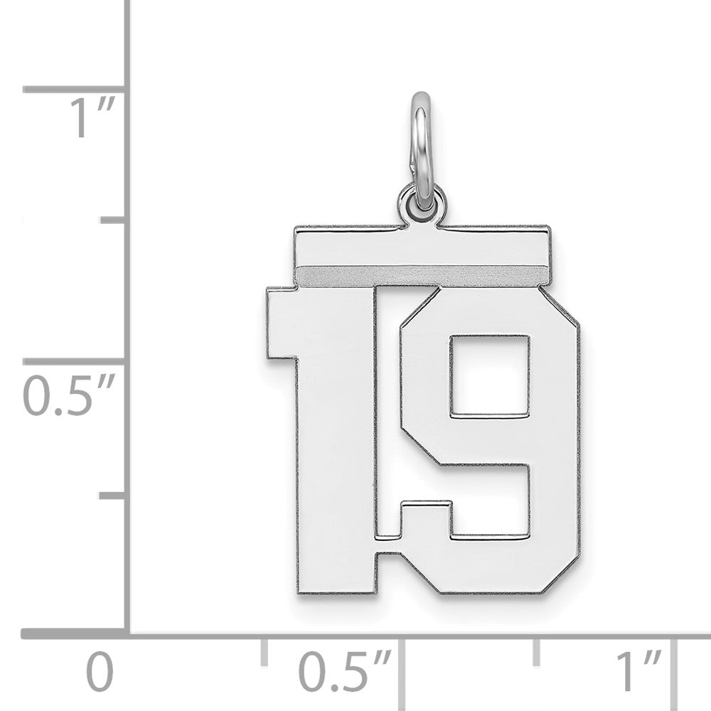 Sterling Silver/Rhodium-plated Polished Number 19 Charm