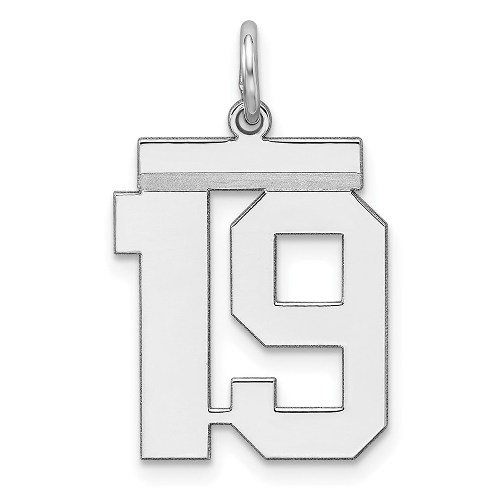 Sterling Silver/Rhodium-plated Polished Number 19 Charm
