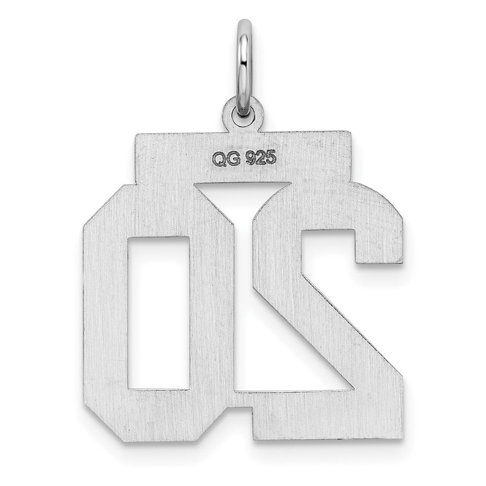 Sterling Silver/Rhodium-plated Polished Number 20 Charm