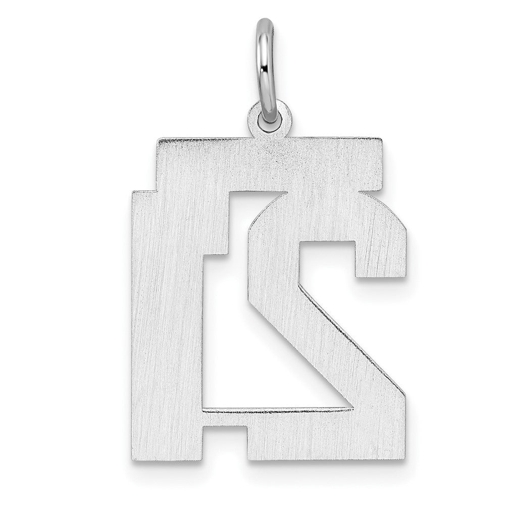 Sterling Silver/Rhodium-plated Polished Number 21 Charm