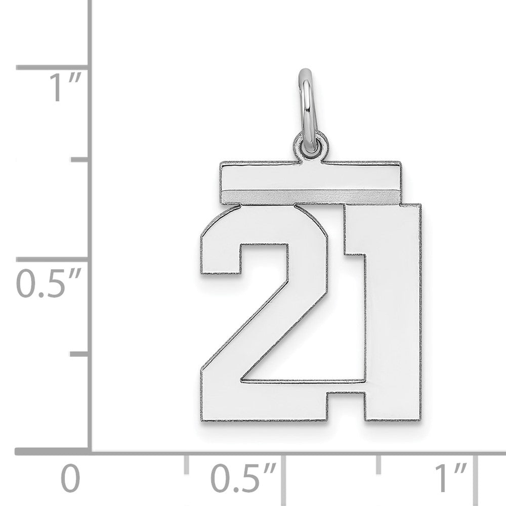 Sterling Silver/Rhodium-plated Polished Number 21 Charm