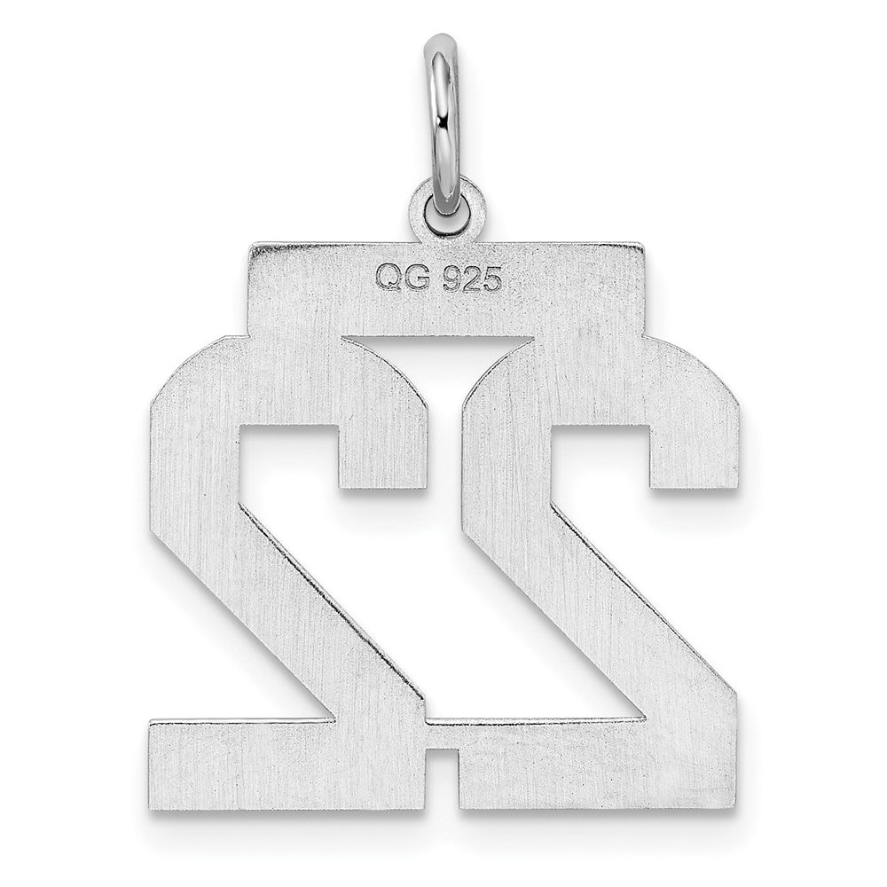Sterling Silver/Rhodium-plated Polished Number 22 Charm