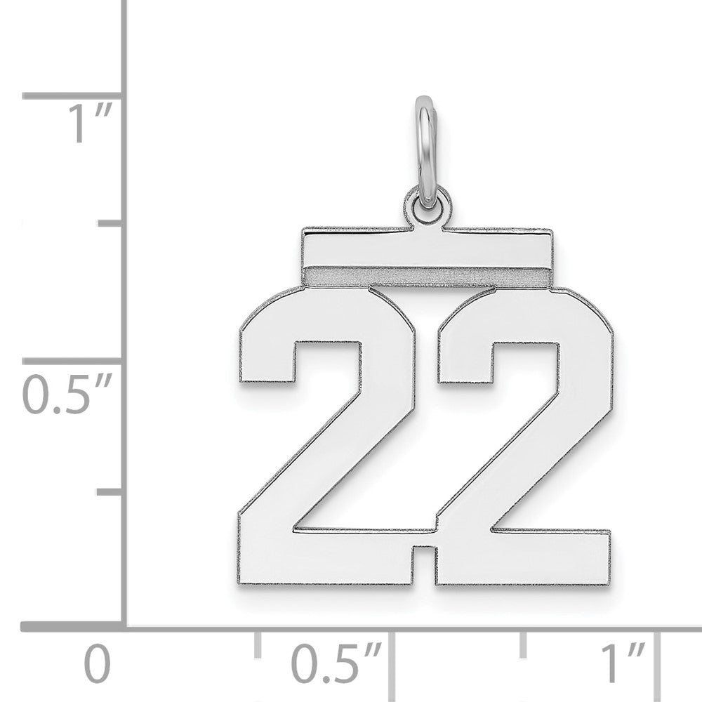 Sterling Silver/Rhodium-plated Polished Number 22 Charm