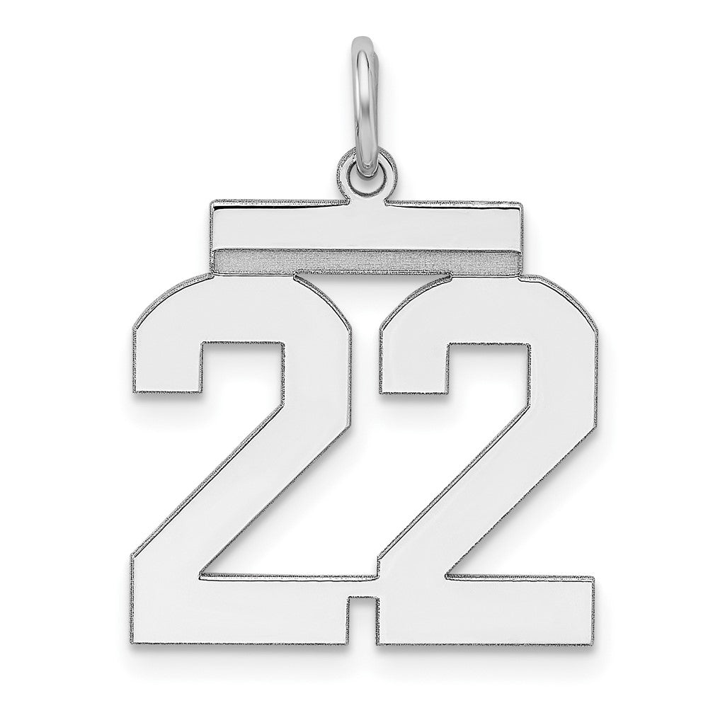 Sterling Silver/Rhodium-plated Polished Number 22 Charm