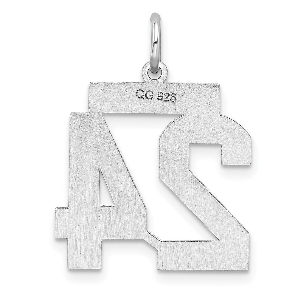 Sterling Silver/Rhodium-plated Polished Number 24 Charm