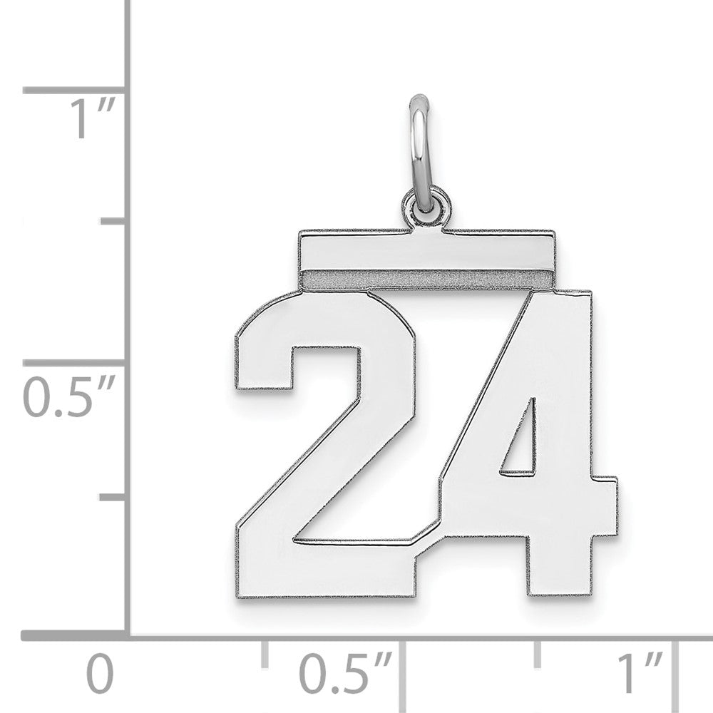 Sterling Silver/Rhodium-plated Polished Number 24 Charm