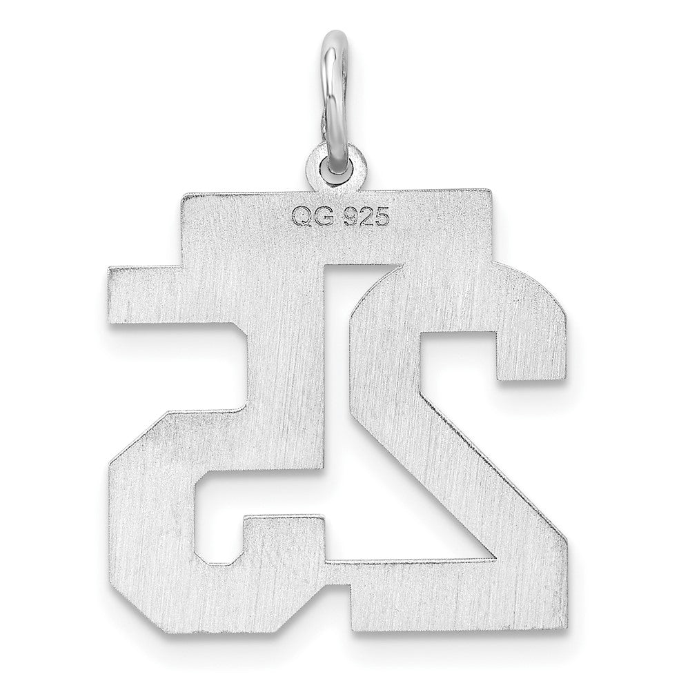 Sterling Silver/Rhodium-plated Polished Number 25 Charm