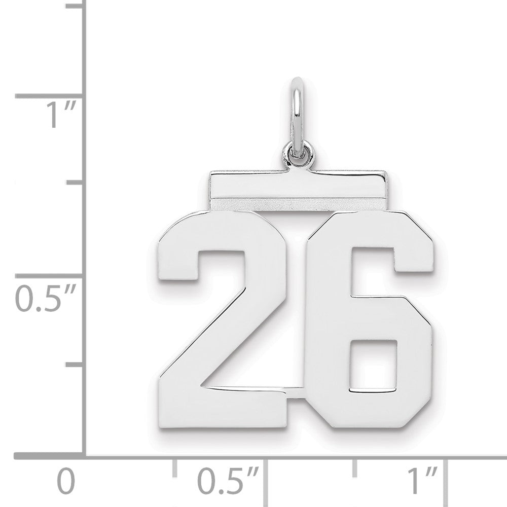 Sterling Silver/Rhodium-plated Polished Number 26 Charm