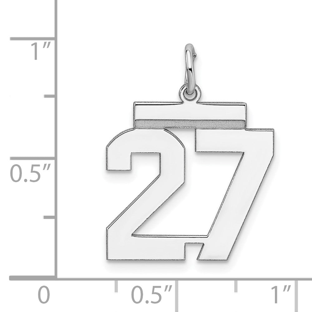 Sterling Silver/Rhodium-plated Polished Number 27 Charm