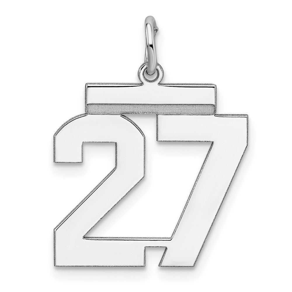 Sterling Silver/Rhodium-plated Polished Number 27 Charm