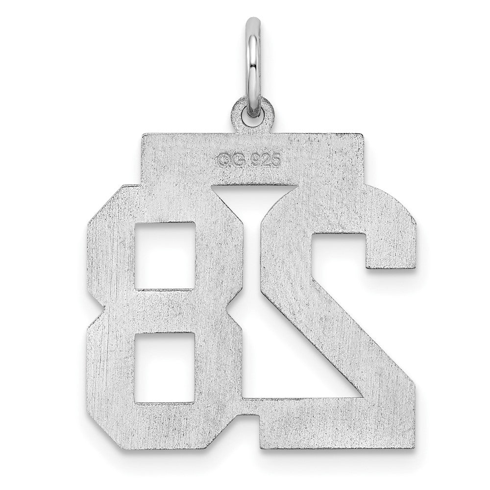 Sterling Silver/Rhodium-plated Polished Number 28 Charm